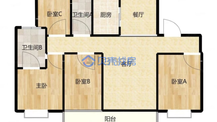 锦绣香江  毛坯大四室  多层电梯洋房  使用面积大-户型图