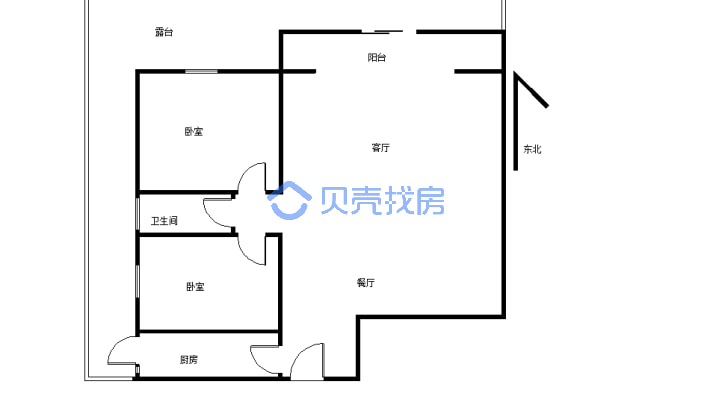 滨江国际 两室两厅 带露台 花园 房东诚心出售-户型图