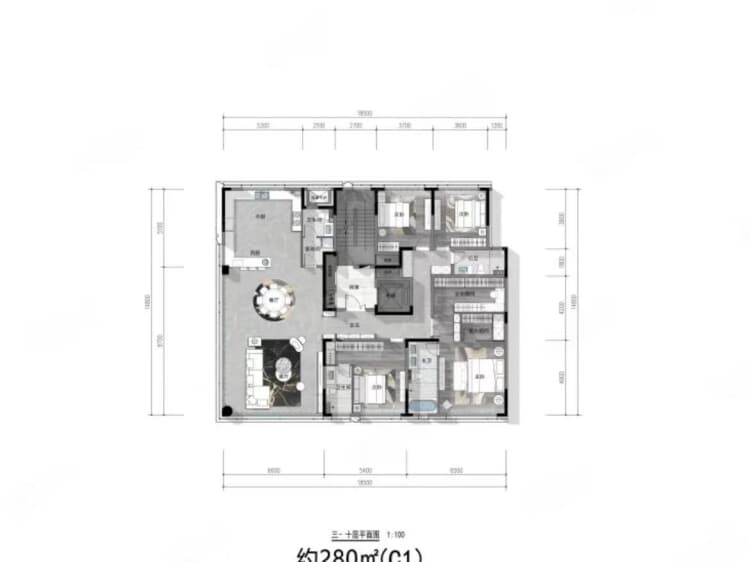 凤栖潮鸣4室2厅3卫户型图