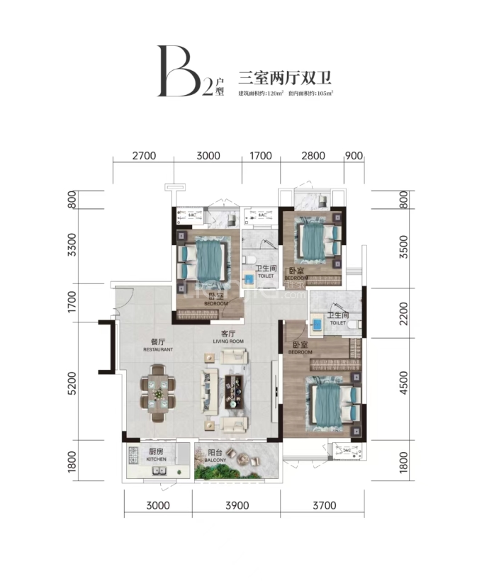 渝开发星河博棠--建面 120m²