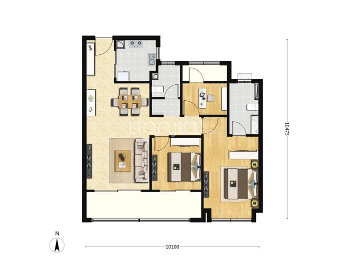 中粮·大悦未来城3室2厅2卫户型图