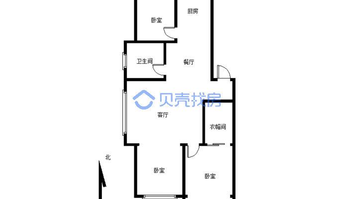 独立3室大边户，精装修，户型方正，没有浪费空间-户型图