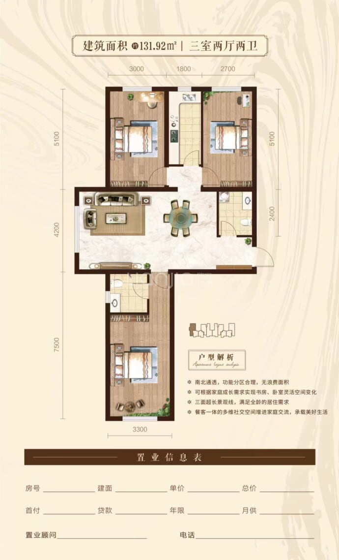 兴盛国际二期C区--建面 131.92m²