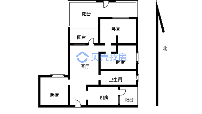 海棠蓝湾别墅3室2厅1厨2卫 77平 小区环境好 适宜居住-户型图