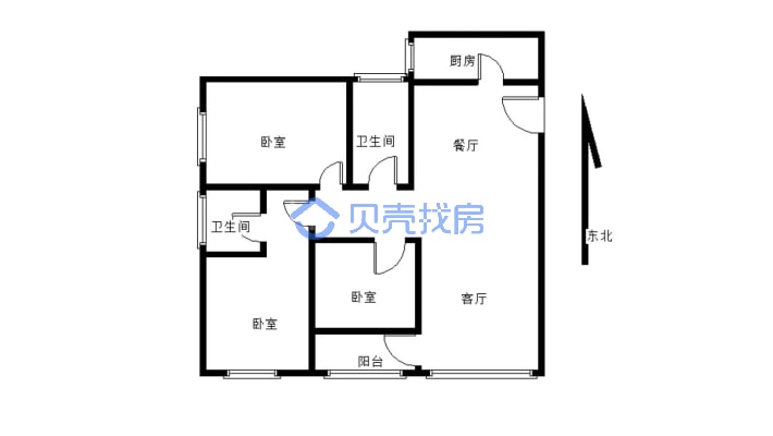 上江北 三江小区 电梯房 精装三室 急售-户型图