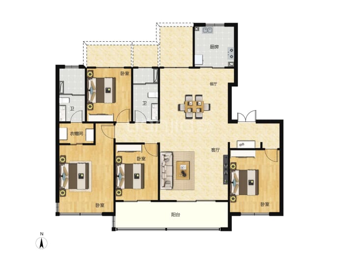 建业.世和府4室2厅2卫户型图