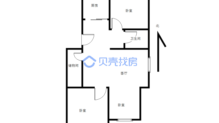 中等装修 三室东边户  南北通透  没有捆绑-户型图