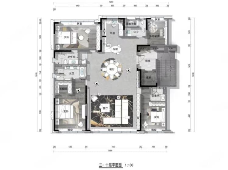凤栖潮鸣4室2厅4卫户型图
