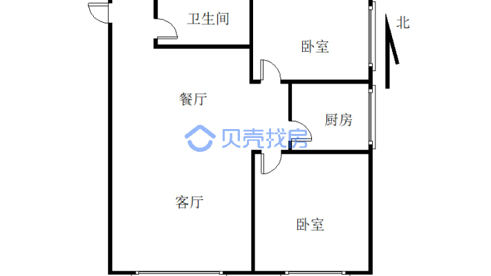 东坝广中地段后修建电梯房两室 房子保养8成新-户型图