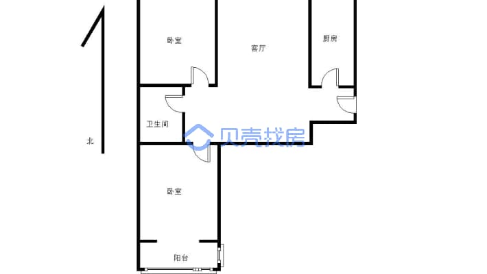 房子是两房毛坯房，随时办证全款按揭-户型图