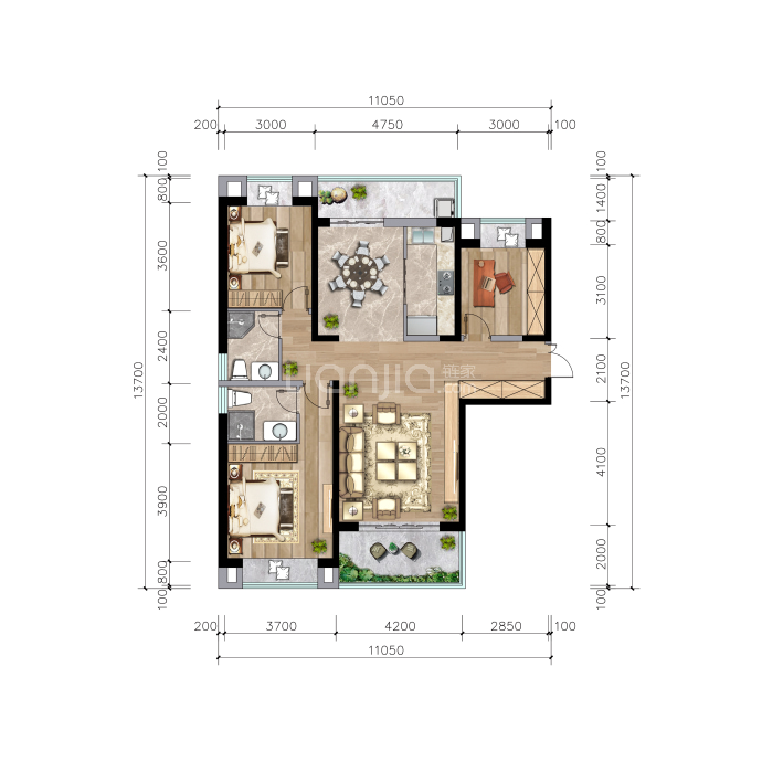 龙悦华府--建面 141m²