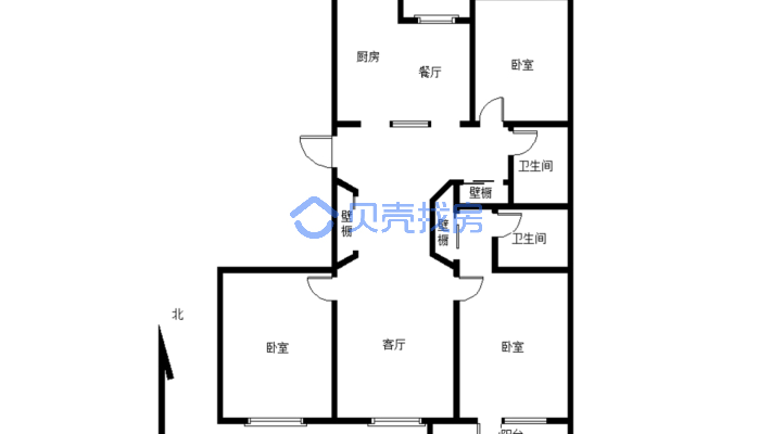 精装，采光充足，三室格局，南北通透，视野开阔。-户型图