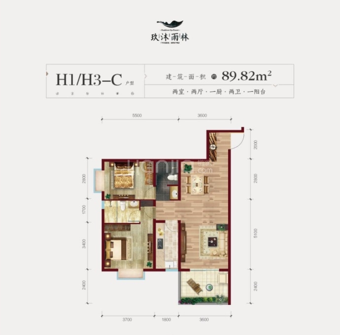 玖沐雨林--建面 89.82m²