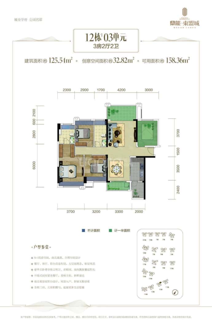 鼎能·东盟城二期--建面 125.54m²