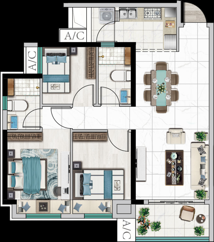 四季金谷--建面 90.02m²