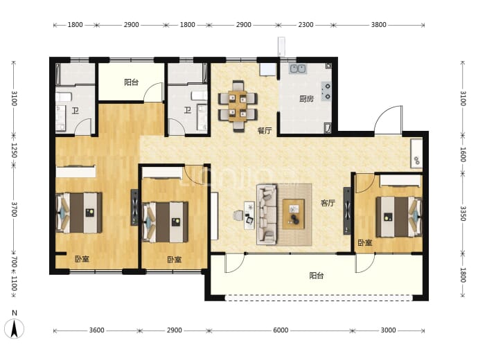 融创时代中心--建面 165m²