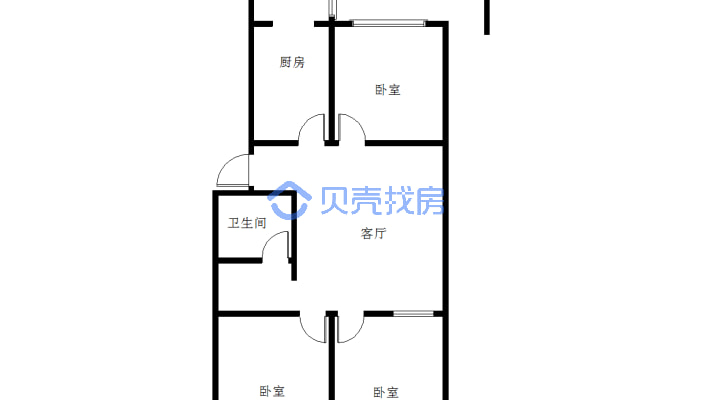 新华小区(红山区) 3室2厅 南 北-户型图