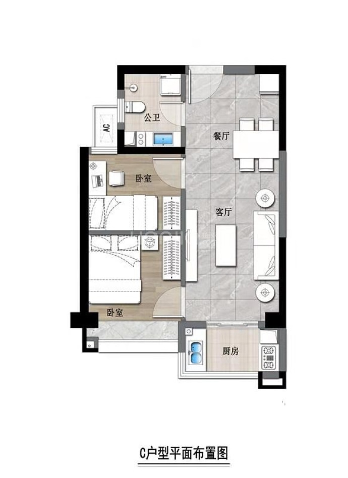 启迪汀舍16号公寓--建面 59.4m²