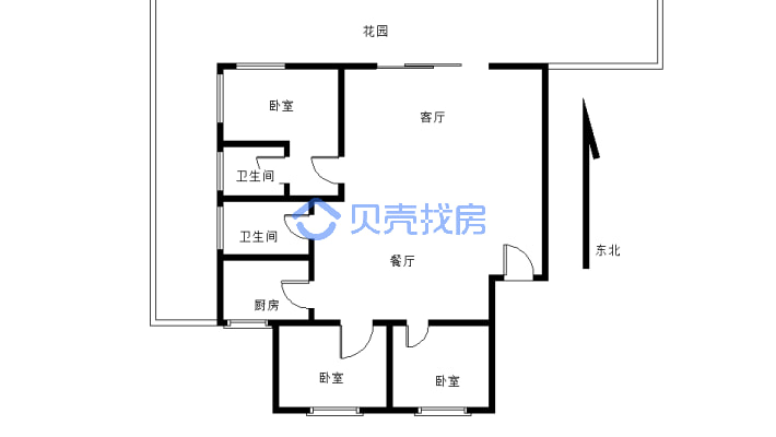 金江小区(翠屏区) 3室2厅 东南-户型图