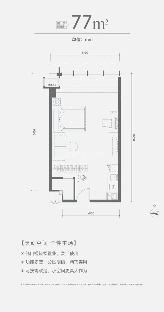 万科城际之光--建面 77m²