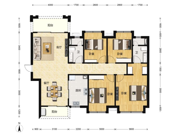 美的院子--建面 127.77m²