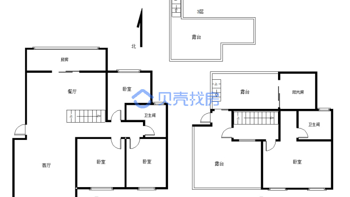 佳田塞纳城欣园小区4室上下两层-户型图