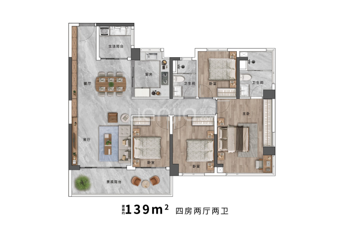 东建天赋龙湾--建面 139m²