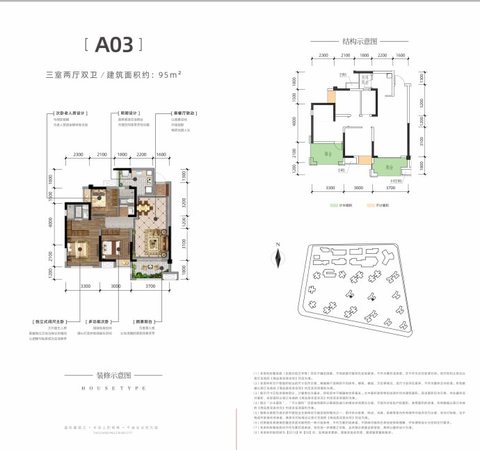 蓝润千里江城江湾--建面 95m²