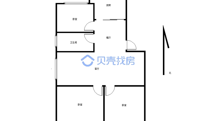 松州小区三居室 户型方正 采光好 看房方便，价格合适-户型图