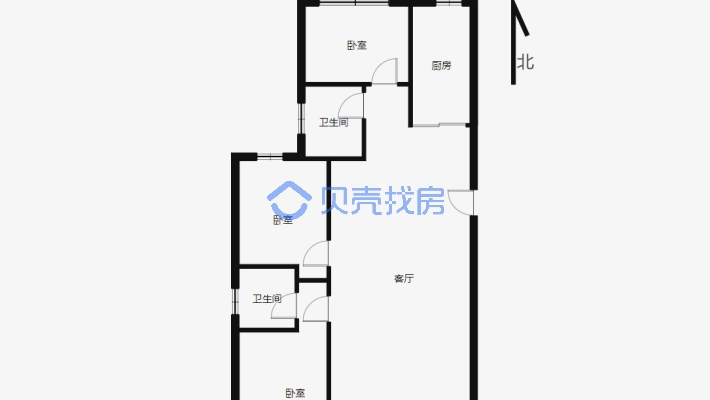 北京北路新天润精装137平米三室两厅双卫可拎包入住-户型图