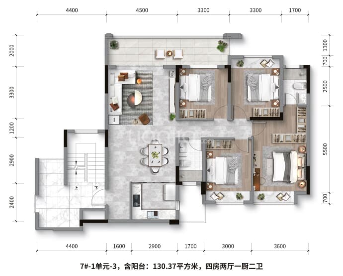 漓江阳光--建面 130.37m²