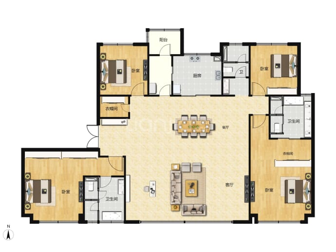 宣和和玺天著4室2厅3卫户型图