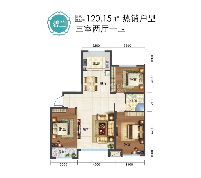 蓝邦海悦府--建面 120.15m²