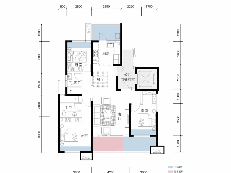 【滨江翡翠城_西安滨江翡翠城楼盘】三居室户型图|3室2厅1厨2卫建面