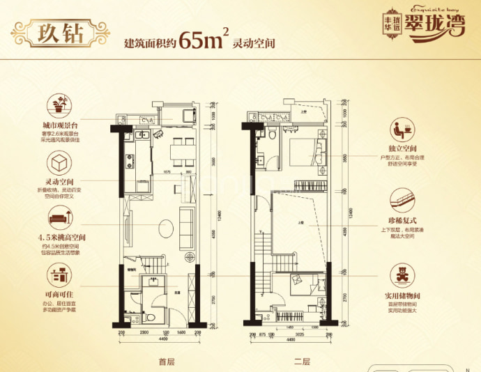 丰华珑远翠珑湾--建面 65m²