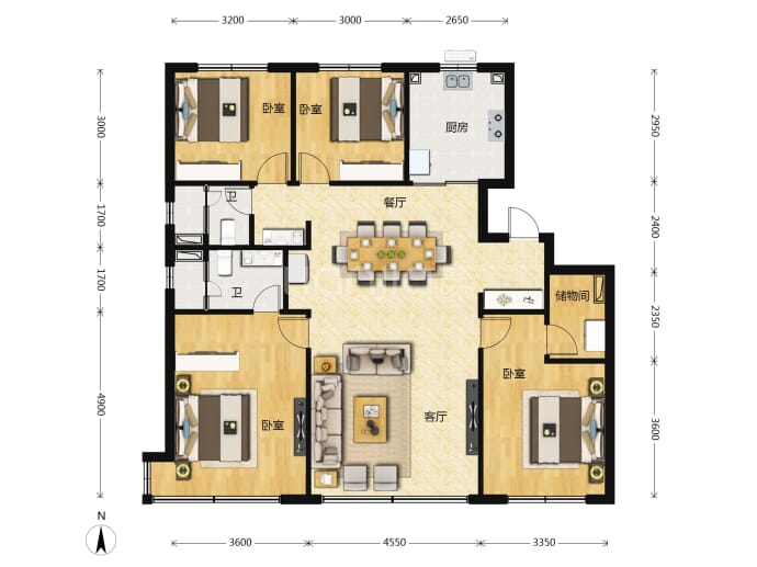 京玥兰园4室2厅2卫户型图