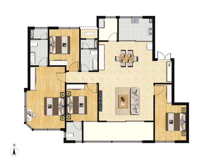 建总雍玺湾4室2厅3卫户型图