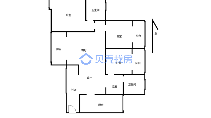横厅结构+主卧带卫生间+卧室对中庭+位置安静-户型图