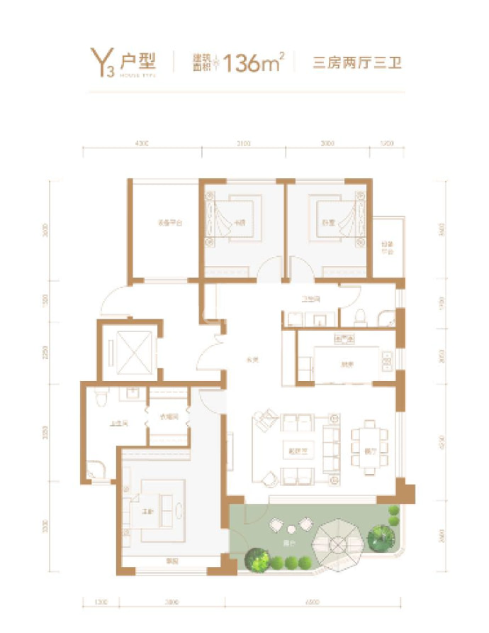 鹏渤天著玖璋台--建面 136m²