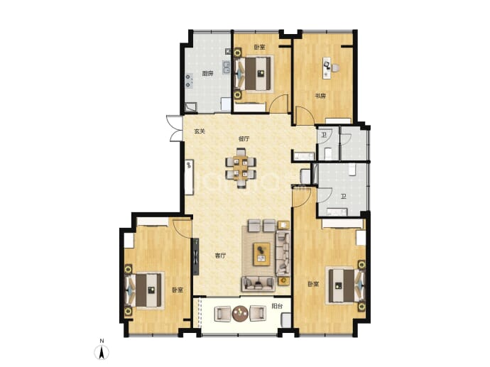 康定壹拾玖4室2厅2卫户型图