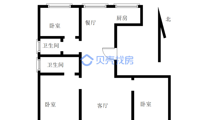 滟澜山 三室双卫 西边户 全名户型-户型图