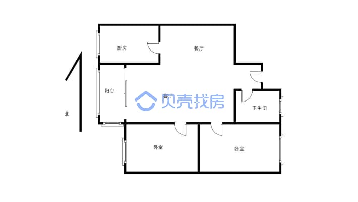 市中芯小高层电梯房，有证可按揭，美景天城简装大两房-户型图