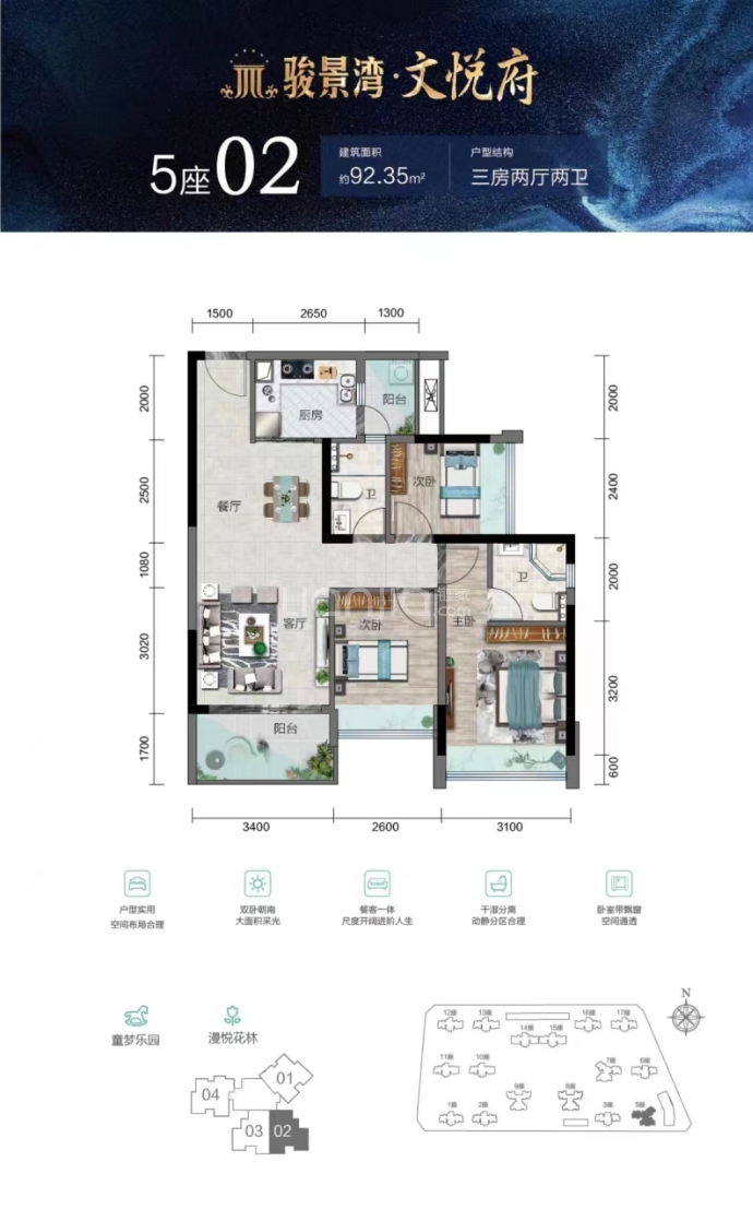 骏景湾·文悦府--建面 92.35m²