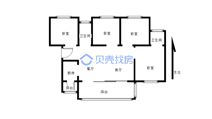 房东急售上江北新区地段新小区标准的4室清水房-户型图