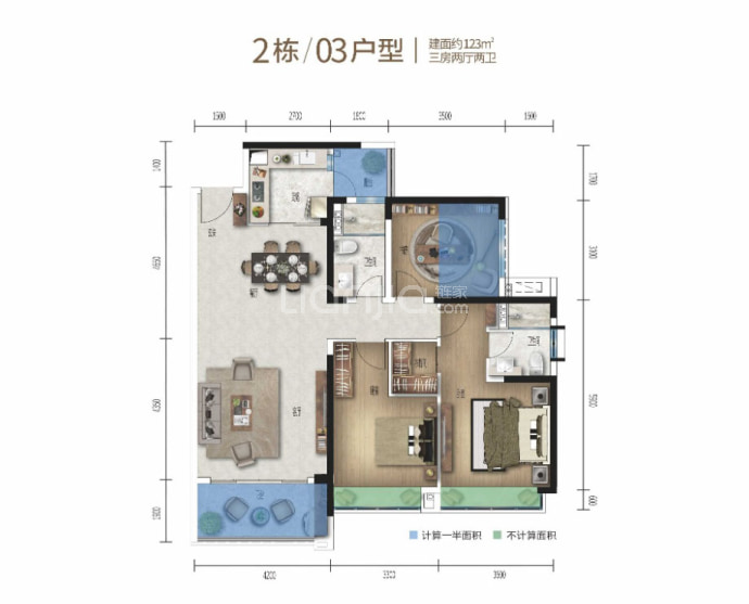 电建地产·洺悦华府--建面 123m²