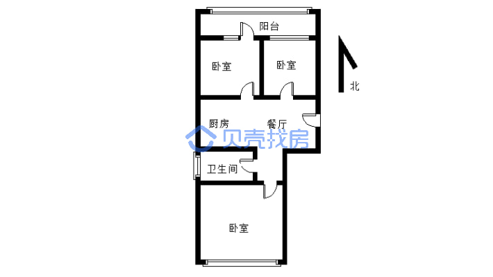 精装修 步梯楼 3居室 单价低 上学20米-户型图