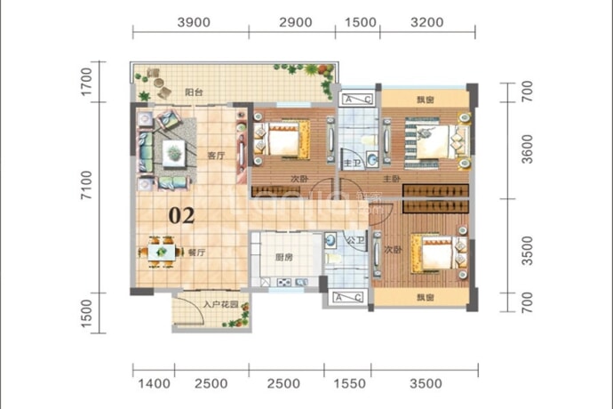 格林春天--建面 103m²