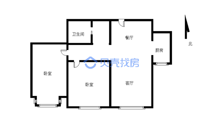 玖玺台A区 精装两室 视野采光好 房主诚心卖！-户型图