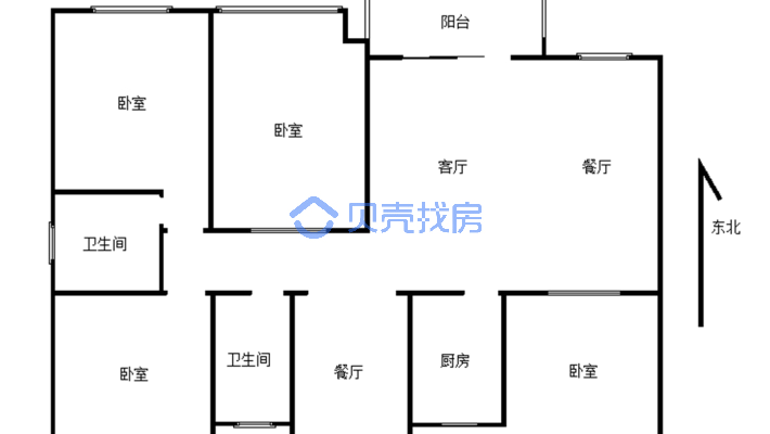 北门滨江路蓝光国际2梯3户，全江景房个卧室，带车位-户型图
