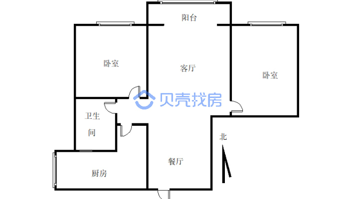 广元城南时代广场一期 2室2厅 西 西北-户型图